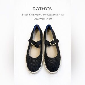 Rothy’s Black Knit Buckle Mary Jane Flats Size 9